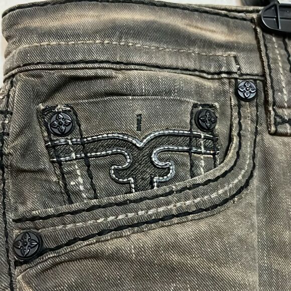 Rock Revival Armory Green Distressed Casual Contemporary Jeans - Picture 9 of 16